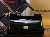 Dolce Gabbana Small Sicily Handbag in Black Patent Leather Replica