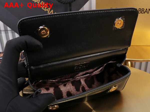 Dolce Gabbana Small Sicily Handbag in Black Patent Leather Replica