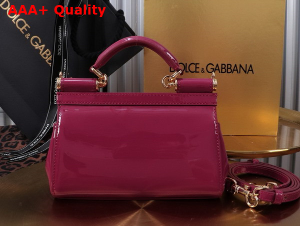Dolce Gabbana Small Sicily Handbag in Burgundy Patent Leather Replica