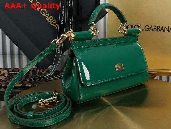 Dolce Gabbana Small Sicily Handbag in Green Patent Leather Replica