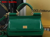 Dolce Gabbana Small Sicily Handbag in Green Patent Leather Replica