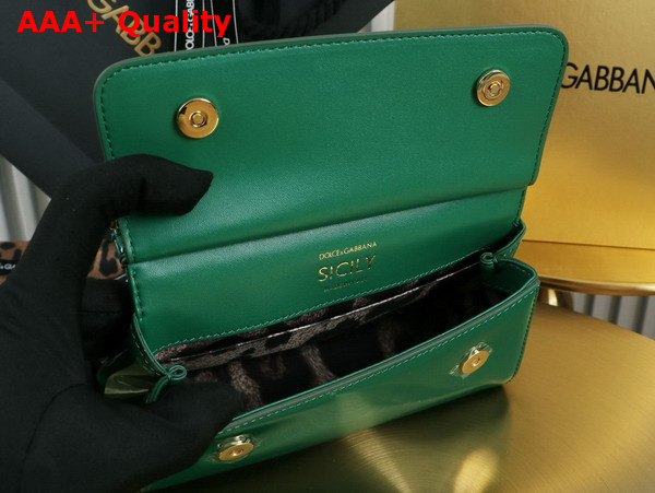 Dolce Gabbana Small Sicily Handbag in Green Patent Leather Replica