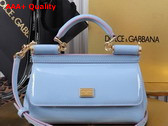 Dolce Gabbana Small Sicily Handbag in Light Blue Patent Leather Replica