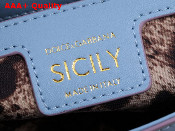 Dolce Gabbana Small Sicily Handbag in Light Blue Patent Leather Replica