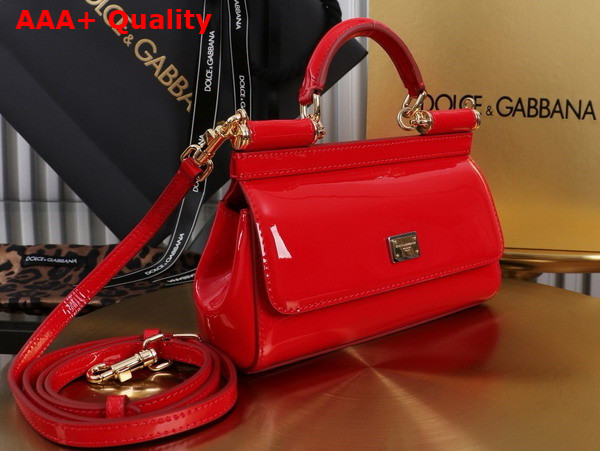 Dolce Gabbana Small Sicily Handbag in Red Patent Leather Replica