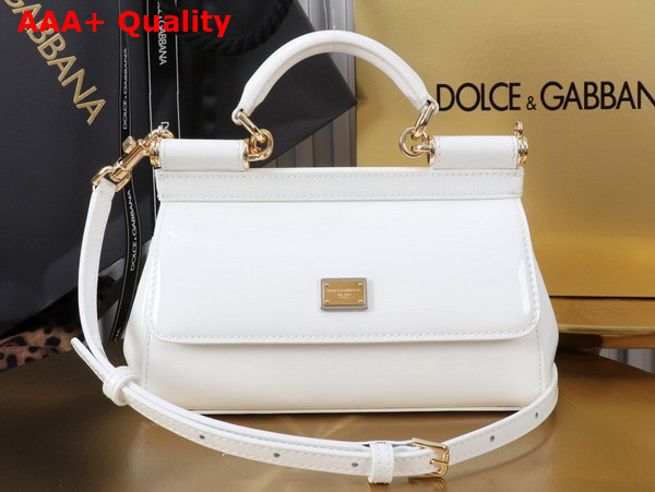 Dolce Gabbana Small Sicily Handbag in White Patent Leather Replica