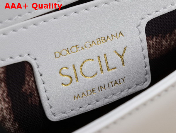 Dolce Gabbana Small Sicily Handbag in White Patent Leather Replica