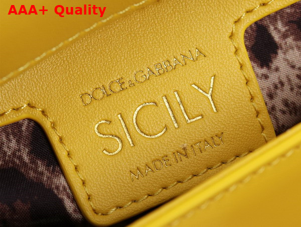 Dolce Gabbana Small Sicily Handbag in Yellow Patent Leather Replica