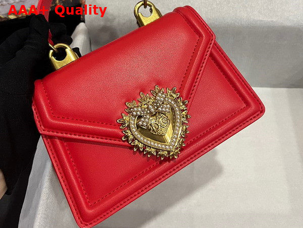 Dolce Gabbana Small Smooth Calfskin Devotion Bag Bright Red Replica
