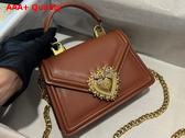 Dolce Gabbana Small Smooth Calfskin Devotion Bag Brown Replica