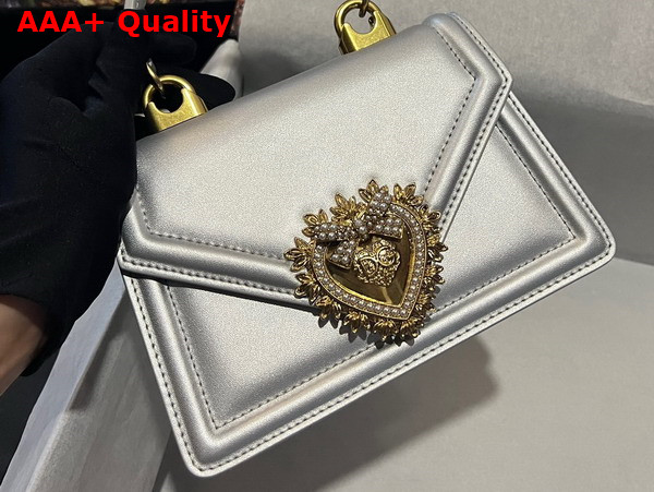 Dolce Gabbana Small Smooth Calfskin Devotion Bag Silver Replica