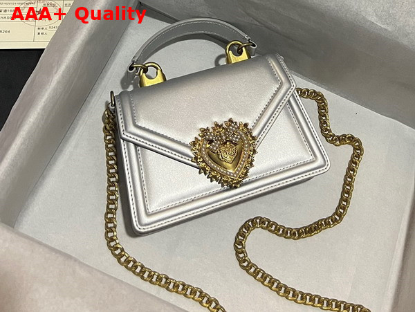 Dolce Gabbana Small Smooth Calfskin Devotion Bag Silver Replica