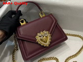 Dolce Gabbana Small Smooth Calfskin Devotion Bag in Burgundy Replica