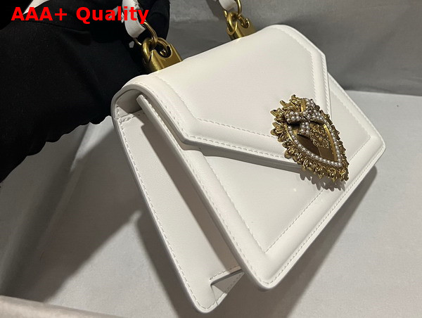 Dolce Gabbana Small Smooth Calfskin Devotion Bag in White Replica