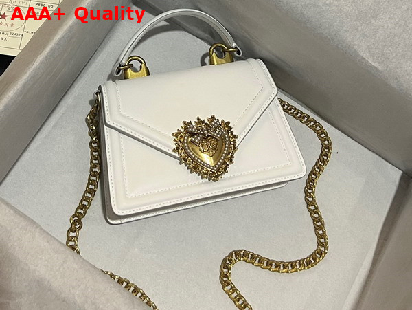 Dolce Gabbana Small Smooth Calfskin Devotion Bag in White Replica
