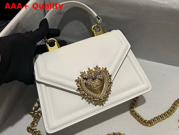 Dolce Gabbana Small Smooth Calfskin Devotion Bag in White Replica