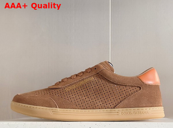 Dolce Gabbana Suede Saint Tropez Sneakers in Brown Replica