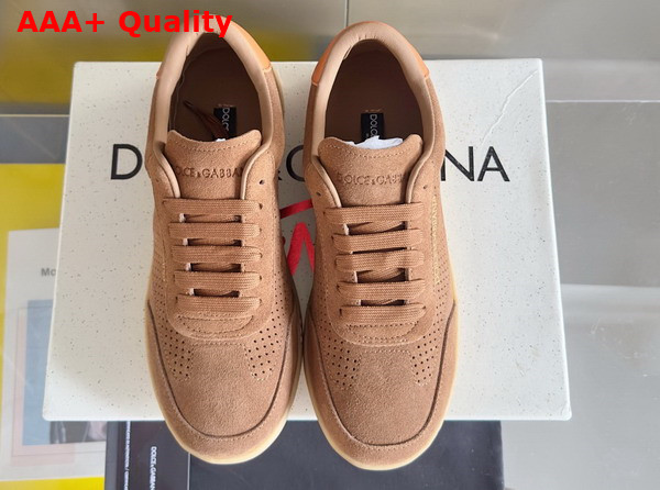 Dolce Gabbana Suede Saint Tropez Sneakers in Brown Replica