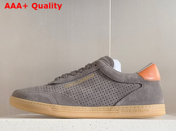 Dolce Gabbana Suede Saint Tropez Sneakers in Gray Replica