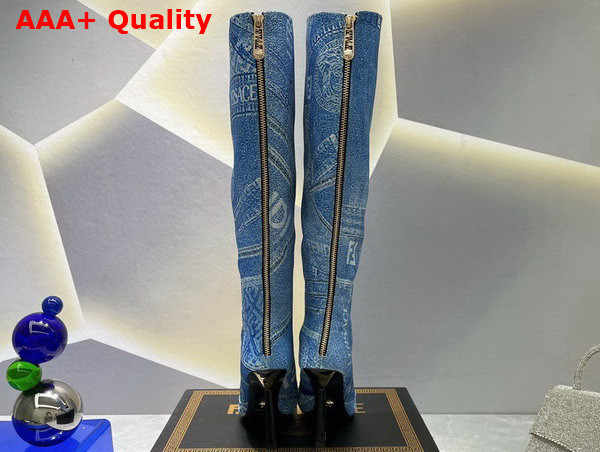 Fendace Denim Patchwork Boots in Light Blue Replica
