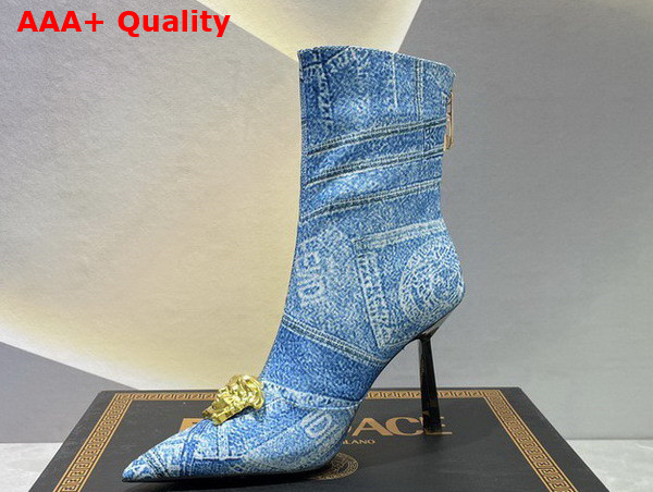 Fendace Denim Patchwork Short Boots in Light Blue Replica