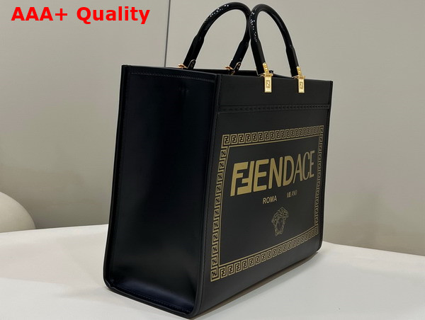 Fendace Logo Sunshine Tote Bag in Black Replica