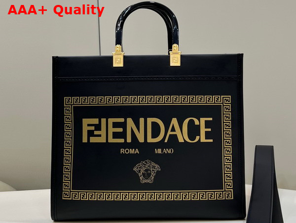 Fendace Logo Sunshine Tote Bag in Black Replica