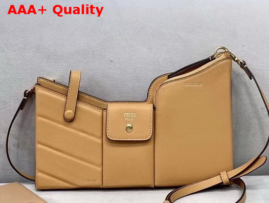 Fendi 3 Pocket Mini Bag in Beige Calf Leather Replica