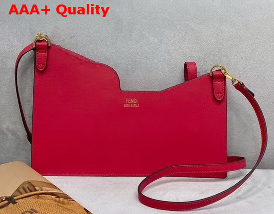 Fendi 3 Pocket Mini Bag in Red Calf Leather and Glazed Fabric with FF Motif Replica