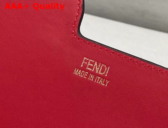 Fendi 3 Pocket Mini Bag in Red Calf Leather and Glazed Fabric with FF Motif Replica