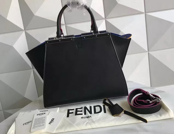Fendi 3Jours Black Leather Shopper Bag For Sale