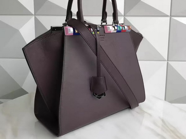 Fendi 3Jours Burgundy Leather Shopper Bag with Studs For Sale