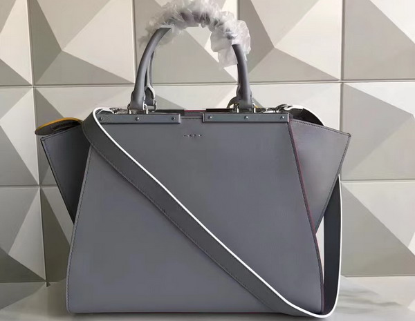 Fendi 3Jours Dark Grey Leather Shopper Bag For Sale