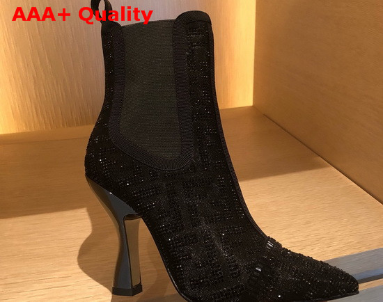 Fendi Ankle Boots Colibri in Black Mesh 95mm Heel Replica