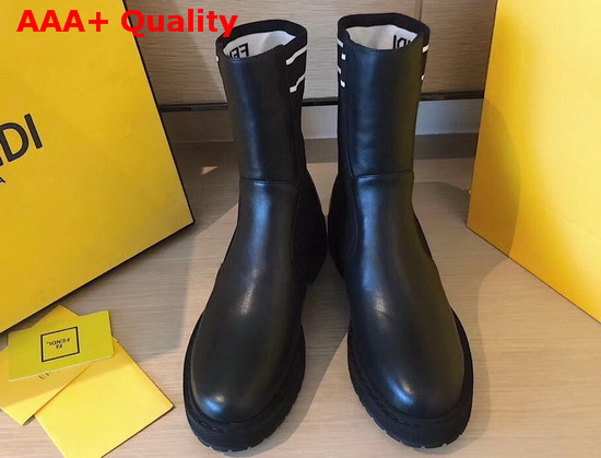 Fendi Ankle Boots in Black Calf Leather and Stretch Fabric Replica