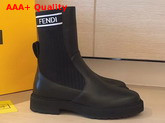 Fendi Ankle Boots in Black Calf Leather and Stretch Fabric Replica