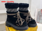 Fendi Apres Chic Black Sheepskin and Suede Boots Replica