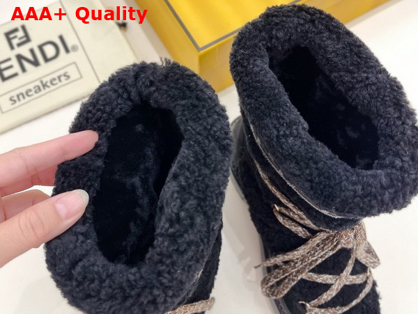 Fendi Apres Chic Black Sheepskin and Suede Boots Replica