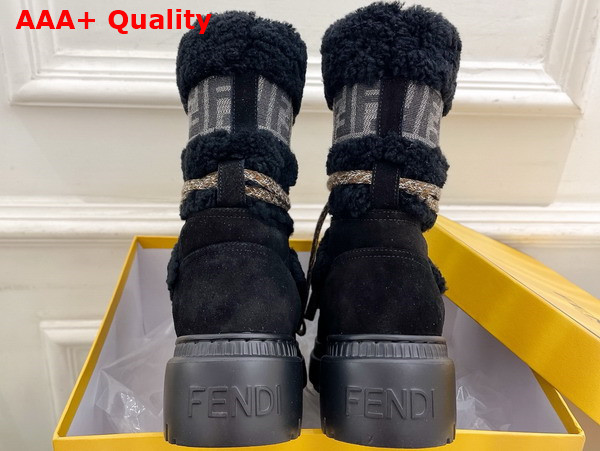 Fendi Apres Chic Black Sheepskin and Suede Boots Replica