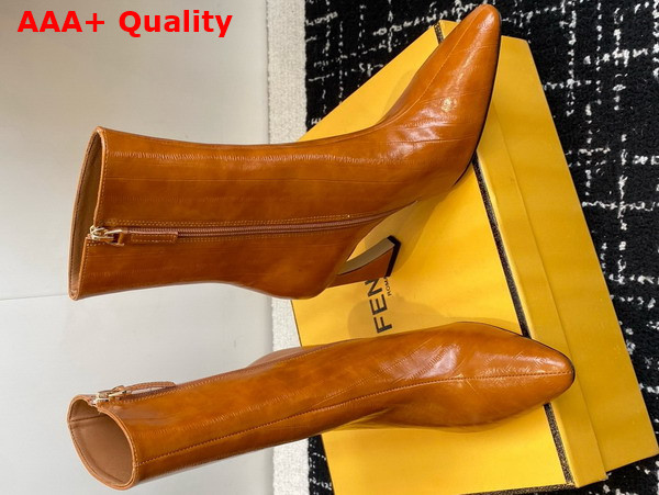 Fendi Arco Beige Hagfish Leather Ankle Boots Replica