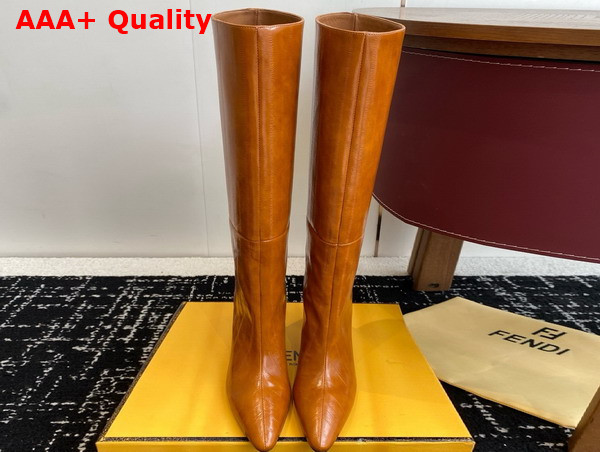 Fendi Arco Beige Hagfish Leather Boots Replica