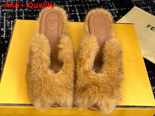 Fendi Arco Beige Shearling Sandals Replica