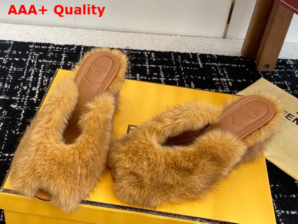 Fendi Arco Beige Shearling Sandals Replica