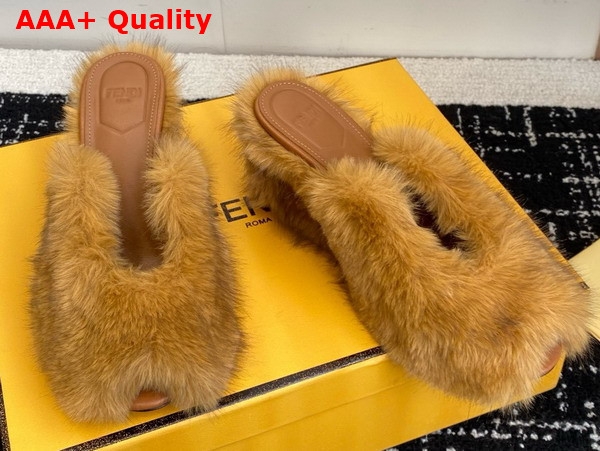 Fendi Arco Beige Shearling Sandals Replica