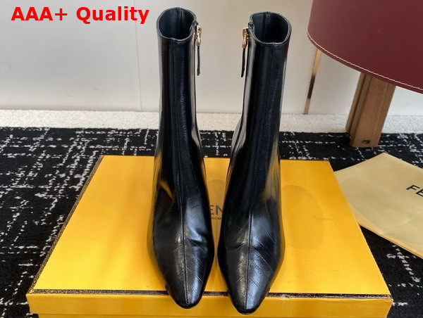 Fendi Arco Black Hagfish Leather Ankle Boots Replica