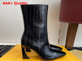 Fendi Arco Black Hagfish Leather Ankle Boots Replica