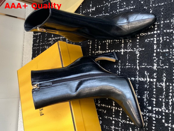 Fendi Arco Black Hagfish Leather Ankle Boots Replica