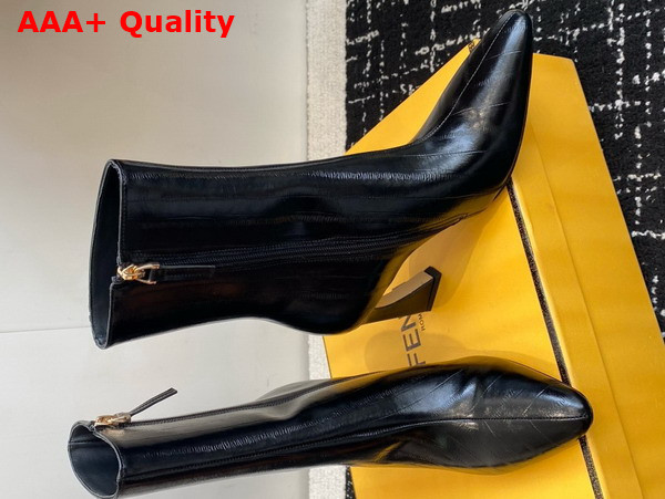 Fendi Arco Black Hagfish Leather Ankle Boots Replica