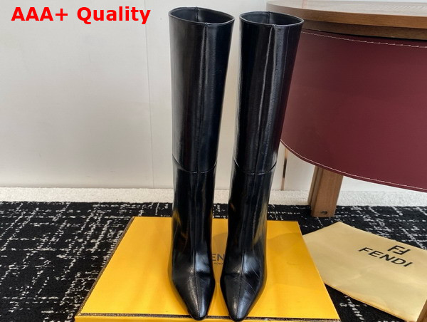 Fendi Arco Black Hagfish Leather Boots Replica