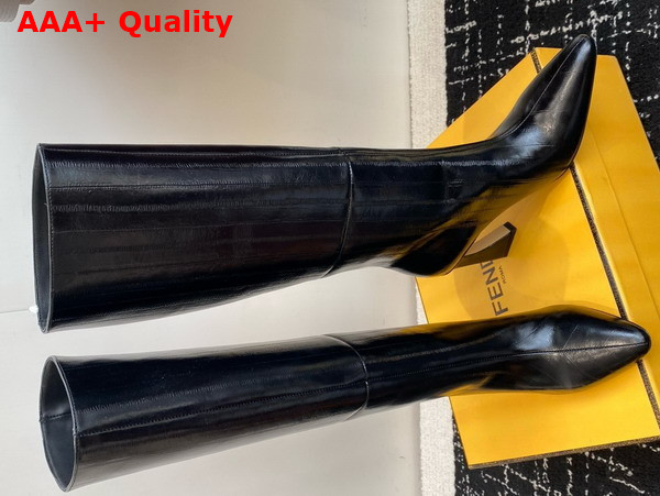 Fendi Arco Black Hagfish Leather Boots Replica